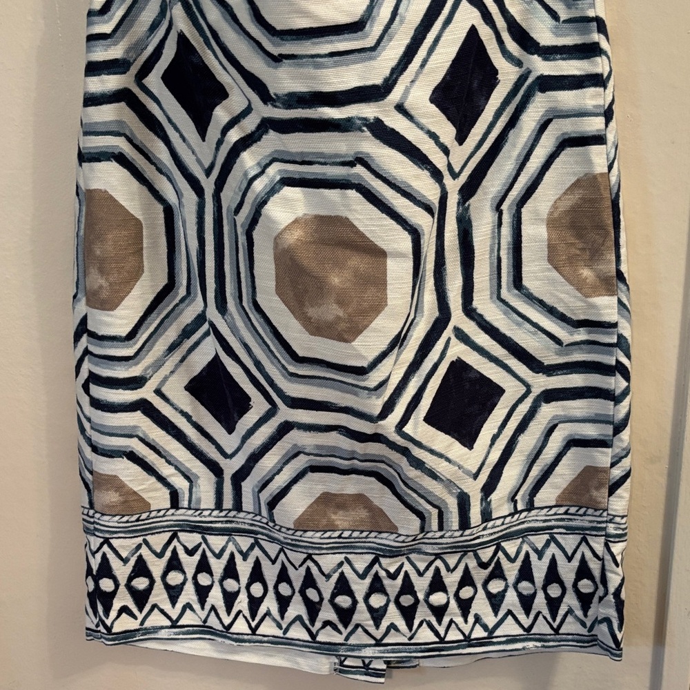 LOFT Geometric Pencil Skirt in blue and white